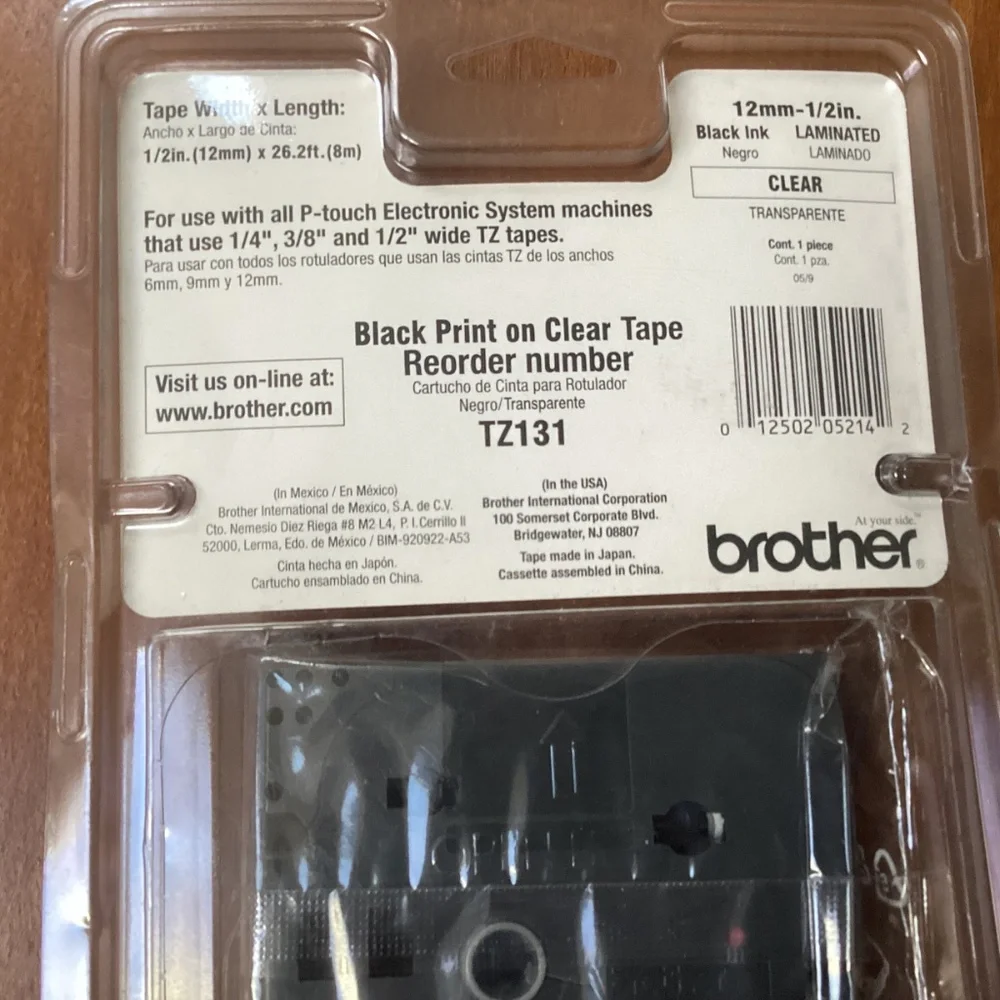 Brother TZ-121 P-touch Electronic Labeling System Tape 1/2” width (12 mm)